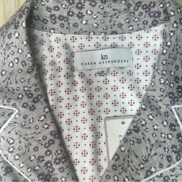 Karen Neuburger Pajama Set Women's Small Neutral Ditsy Print 2 Piece NWT‎ - Picture 5 of 16